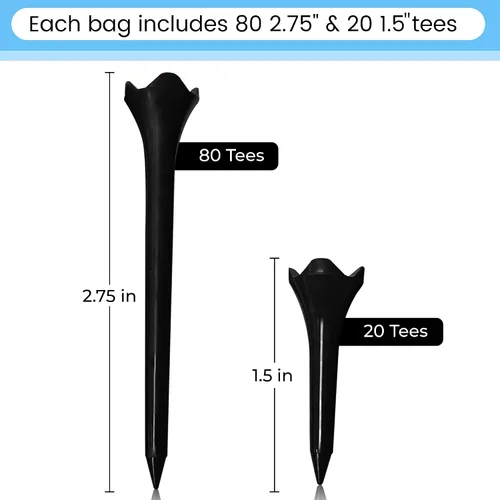 Miniatura 2 de All Teed Up Tees de Golf de Plástico Premium - Negro - Paquete Combinado de Plástico de 2.75 y 1.5 Pulgadas