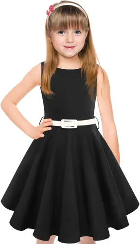 gogoparti Vestido vintage para niñas, vestidos para ocasiones especiales con collar, vestido de lunares para niños, vestido de fiesta retro de los