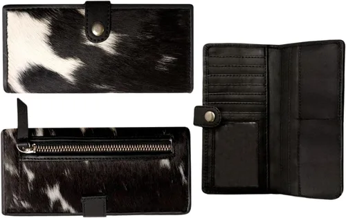 Miniatura 5 de NGF Cartera de cuero de vaca con cremallera para mujer, bolso de mano de cuero real en cartera, bolso organizador de bolso para mujer