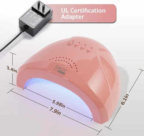 Miniatura 6 de GAOY Lámpara de uñas LED UV, luz UV para esmalte de gel, secador de uñas profesional con sensor automático, 3 temporizadores y modo sensible, rosa