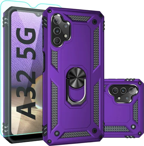 Miniatura 8 de Funda para Samsung Galaxy A32 5G con protector de pantalla, grado militar, probada contra caídas de 16 pies, color azul