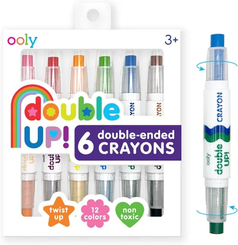 Ooly Double Up - Juego de 6 crayones de doble punta, 12 colores, no tóxicos y solubles en agua, a partir de 3 años