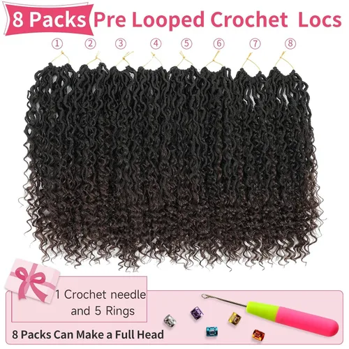Miniatura 51 de Alicoco Goddess Locs Cabello de Ganchillo 12 Pulgadas 8 Paquetes Rastas Sintéticas de Ganchillo Para Mujeres Rastas Suaves Boho Pre-enrolladas River