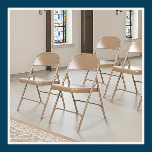 Miniatura 12 de OEF Furnishings Serie OEF50 Sillas plegables de acero resistentes con capacidad de peso de 500 libras (paquete de 4, beige)