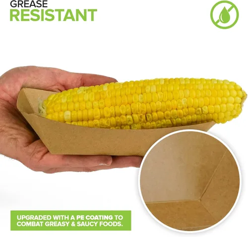 Miniatura 5 de Stock Your Home Paquete de 100 bandejas de papel kraft marrón de 1 libra, bandeja de concesión desechable, botes para servir aperitivos de fiesta