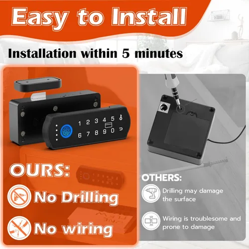 Miniatura 5 de Eseesmart Cerradura inteligente para gabinete, cerradura magnética electrónica digital RFID sin llave Bluetooth seguridad para niños, cerraduras