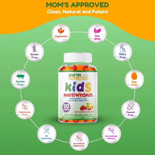 Miniatura 5 de SHIFAA NUTRITION Gomitas Multivitamínicas Halal para Niños, Suministro de 45-90 Días, con Todas las Vitaminas Esenciales para Niños. Vitaminas