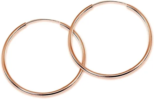 Miniatura 3 de Pendientes de aro unisex de plata de ley con destello de oro rosa de 0.079in de alto pulido, redondos, ligeros
