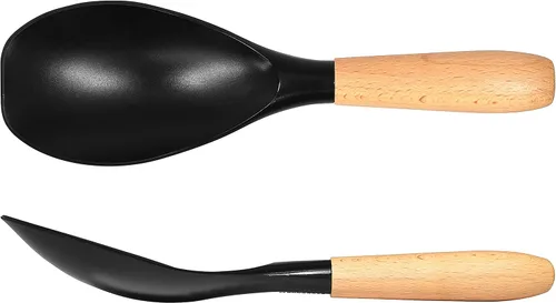 Miniatura 6 de Seki Japan - Elegante herramienta de cocina, flexible, antiadherente, resistente al calor, cuchara de cocina de nailon con mango de madera