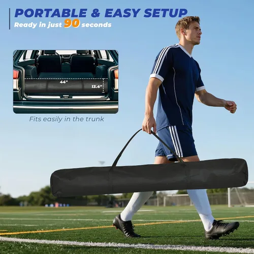 Miniatura 6 de Portería de fútbol, portería de fútbol de 12 x 6 pies para patio trasero, red de fútbol portátil para entrenamiento de práctica al aire libre
