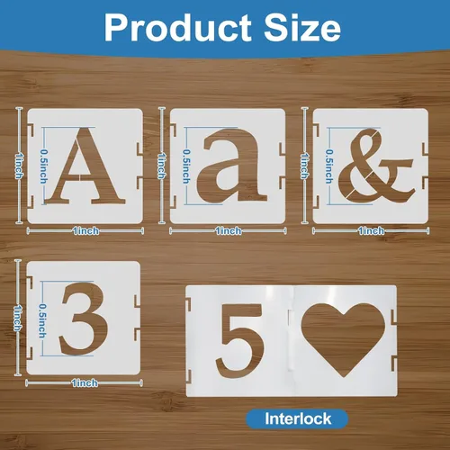 Miniatura 2 de Plantillas de letras para pintura, 65 plantillas de alfabeto reutilizables para manualidades, plantillas de dibujo de plástico PET entrelazadas