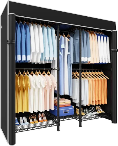 Miniatura 11 de Ulif E12C - Sistema organizador de armario de servicio pesado, estantes de ropa independientes para colgar ropa, perchero ajustable de 71 pulgadas