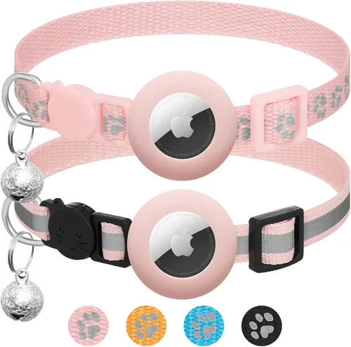 Miniatura 12 de Paquete de 2 Collares de Gato Airtag Separables con Campana, Collar Reflectante para Gatito con Soporte para Collar de Gato Apple Airtag, Ajustable