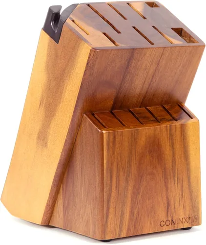 Miniatura 8 de Coninx Bloque de cuchillos de cocina de madera de goma, soporte para cuchillos de 15 ranuras, organizador de cuchillos de madera de calidad