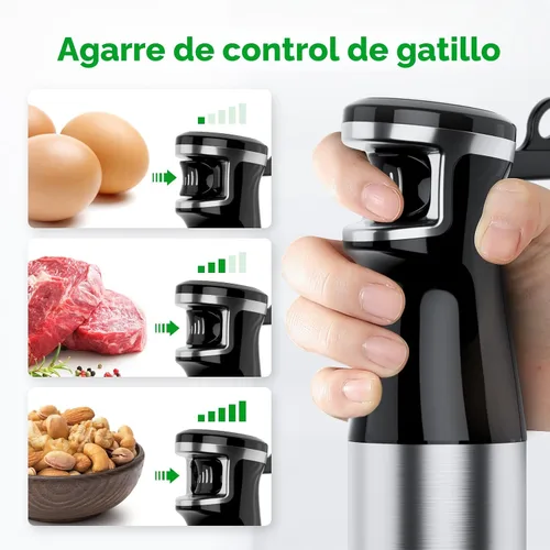 Miniatura 3 de Batidora de inmersión de mano con cable turelar, juego de licuadoras de mano de 1100W, disparador de velocidad variable 5 en 1 con palillo Negro