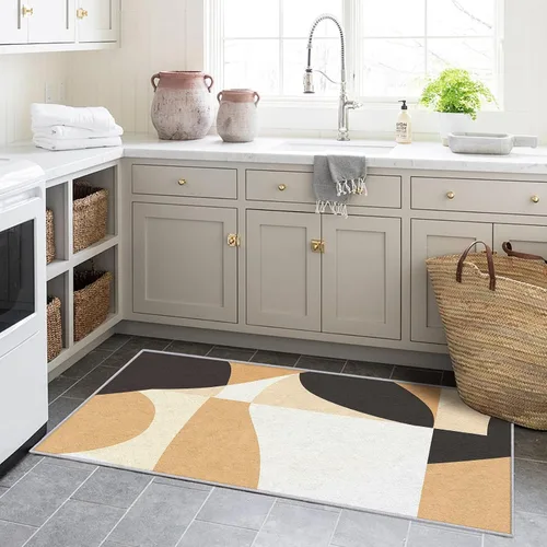 Miniatura 3 de Geometric Runner Rug 2x4 Small - Hallway Runner Rug Retro Mid Century Modern Abstract Pattern, Non Slip, Washable, Geometric Home Decor Carpet for