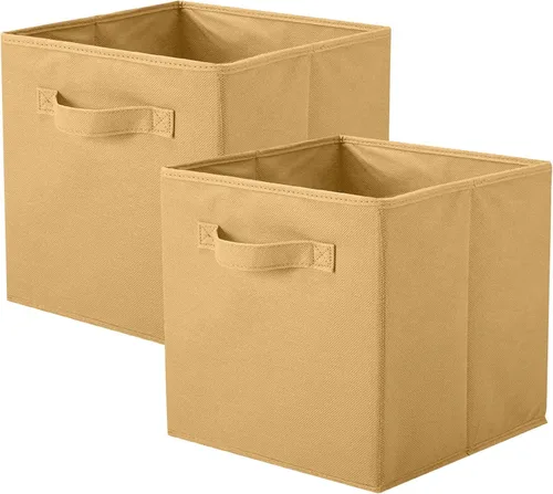 Miniatura 11 de PowerKing Cubos de almacenamiento plegables con asas, contenedores plegables de tela para estantes de armario, contenedores de almacenamiento Naranja