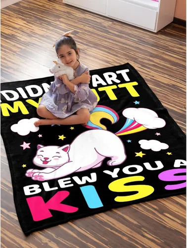 Miniatura 3 de Divertida manta de gato de regalo para niñas y niños, manta de franela suave de 40 x 50 pulgadas, regalo divertido para adolescentes, mujeres