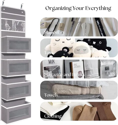Miniatura 5 de Giraffe Creation Organizador para colgar sobre puerta con 4 bolsillos de gran capacidad, organizador de almacenamiento para colgar para armario