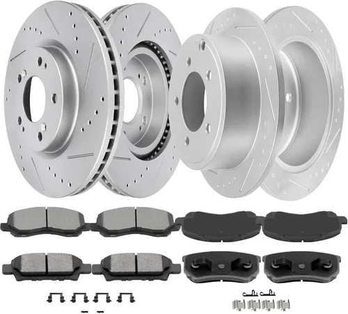 Miniatura 25 de Kit de frenos y rotores, SCITOO 4 rotores de freno y 8 pastillas de freno de cerámica para Jeep Grand para Cherokee 1999-2004