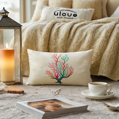 Miniatura 2 de ULOVE LOVE YOURSELF Funda de almohada de acuarela coral con diseño de planta de follaje de árbol de mar, océano náutico, playa, casa, fundas