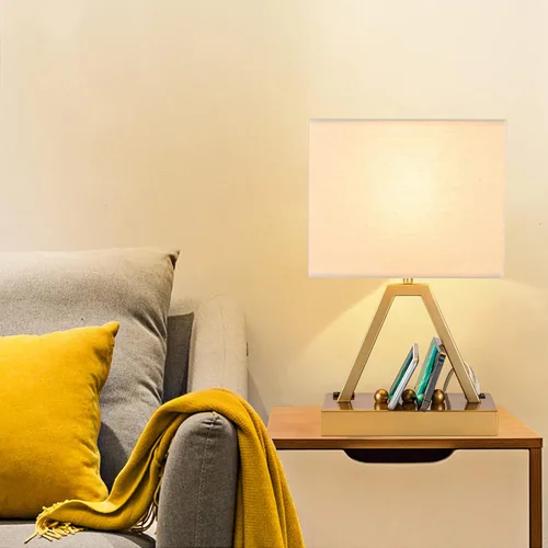 Miniatura 5 de Briever - Lámpara de mesa con control táctil, lámpara de escritorio regulable de 3 vías con USB C y USB A y tomacorriente AC, lámpara de noche