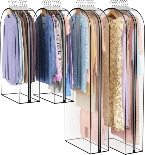 Miniatura 21 de Liuoud Bolsa Transparente para Colgar Ropa de 10" con Fuelle, Bolsas para Trajes de 32" para Almacenamiento de Closet Abierto, Cubierta de Ropa