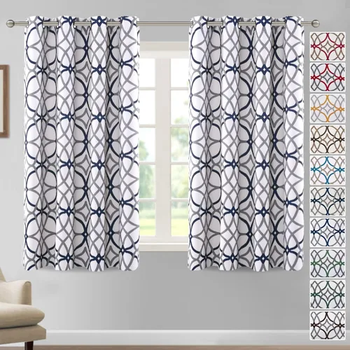 Miniatura 16 de H.VERSAILTEX Cortinas opacas con diseño impreso de 54 pulgadas de largo, juego de 2 paneles de cortinas con aislamiento térmico para dormitorio