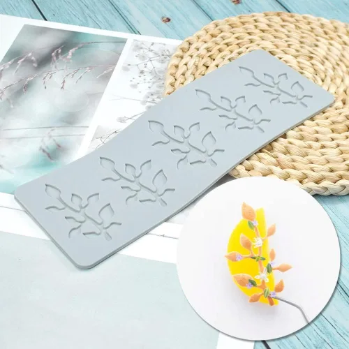 Miniatura 12 de Molde de encaje de hojas huecas 3D, molde de encaje de silicona con formas de flores de múltiples hojas para decoración de pasteles, tapete