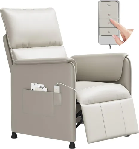 Miniatura 10 de Sillón reclinable, reclinable eléctrico de felpilla ajustable con control remoto y respaldo acolchado, asiento de sofá reclinable de cine en casa