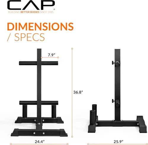 Miniatura 4 de CAP Olympic Bumper Plate Tree Rack with Barbell Holders, Heavy-Duty Weight Plate Storage Rack for Home Gym, Steel Olympic Plate Organizer Stand