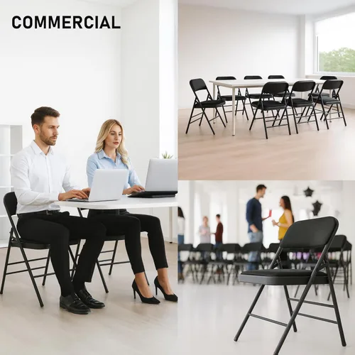 Miniatura 7 de SEALAMB Paquete de 4 sillas plegables con asiento cómodo, marco de metal resistente, sillas apilables portátiles para bodas, fiestas, oficina