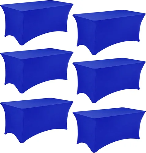 Miniatura 37 de Paquete de 2 manteles rectangulares de elastano de 6 pies, lavables, resistentes a las arrugas, para mesas plegables, bodas, fiestas, cumpleaños