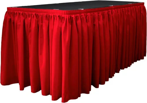Miniatura 58 de LA Linen Falda de mesa de popelina de poliéster para mesas rectangulares, tela plisada para banquetes de boda, 14 pies por 29 pulgadas de largo