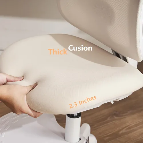 Miniatura 6 de Silla de escritorio, silla de estudio ergonómica para niños con soporte lumbar y reposapiés, altura ajustable, silla de oficina pequeña de malla