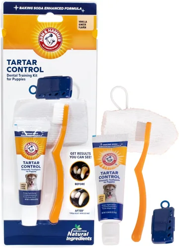 Miniatura 8 de Arm & Hammer para mascotas kit de 3 piezas para control del sarro para perros, contiene pasta, cepillo de dientes y cepillo para el dedo, reduce