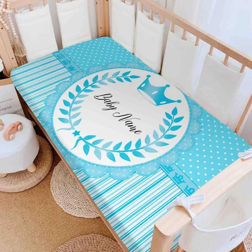 Miniatura 8 de Sábanas personalizadas para cuna para bebé niño y niña, diseño de flor de corona dorada, sábana bajera unisex para cuna para niño, suave como