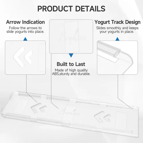 Miniatura 5 de SOPHICO Organizador para Refrigerador, 4 Deslizadores de Capacidad para Refrigerador, Soporte para Yogur con Cintas Adhesivas para Yogur Griego