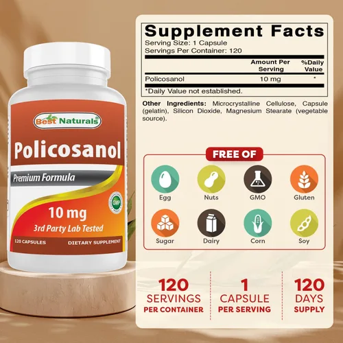 Miniatura 2 de Best Naturals Policosanol 10 mg 120 Cápsulas