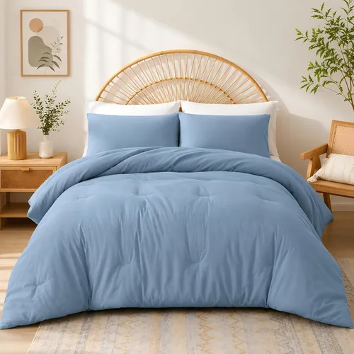Miniatura 16 de Juego de edredón Beige de weigelia, estilo bohemio, tamaño individual, con edredón en crema y 1 funda de almohada - Juego de cama suave y ligero