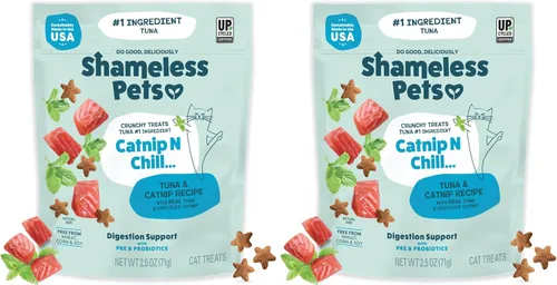 Miniatura 14 de Shameless Pets Golosinas para gatos con Catnip y pollo para la salud digestiva, crujientes