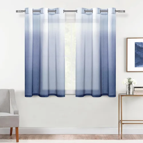Miniatura 35 de DWCN Cortinas Transparentes Ombré - Cortinas de Lino Sintético con Gradiente Semi Voile con Ojales en la Parte Superior para Dormitorio y Sala