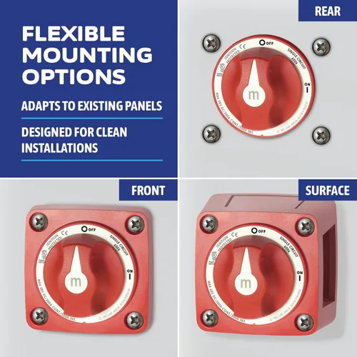 Miniatura 4 de Blue Sea Systems 6006 interruptor aislador de batería serie m ON/OFF con llave de bloqueo, rojo