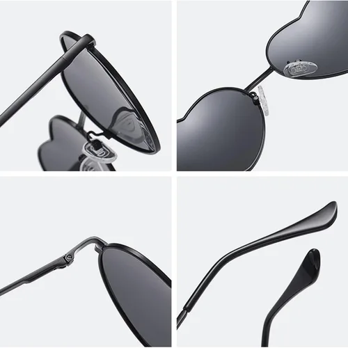Miniatura 4 de Gafas de sol polarizadas con forma de corazón para mujer, marco de metal, estilo encantador, protección UV400