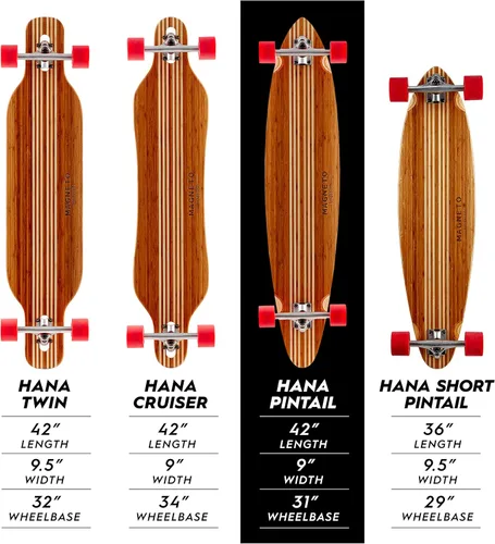 Miniatura 3 de Magneto Longboards Bamboo Longboards for Cruising, Carving, Free-Style, Downhill and Dancing (Bamboo Drop & Fiberglass Through Longboard)