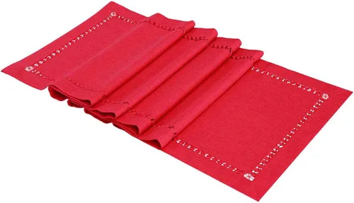 Miniatura 4 de Grelucgo Juego de 4 manteles individuales decorativos hechos a mano con punto vainica, color rojo, rectangular, 12 x 18 pulgadas