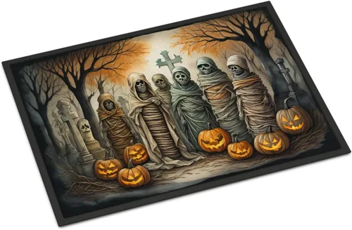 Miniatura 75 de Caroline's Treasures DAC2223MAT - Felpudo espeluznante de Halloween con gato negro de 18 x 27 pulgadas, tapete para puerta delantera