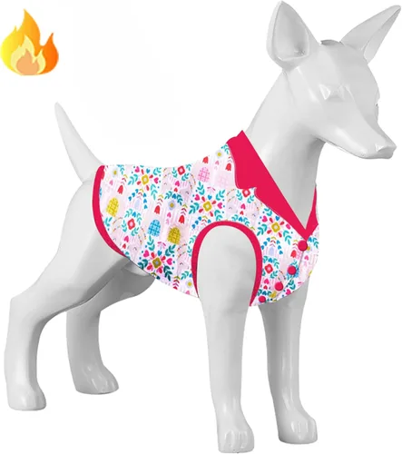 Miniatura 6 de LovinPet Bulldog - Mameluco tipo suéter – Ropa de franela suave para perro, estampado de flores florecientes, adecuado para razas de perros grandes