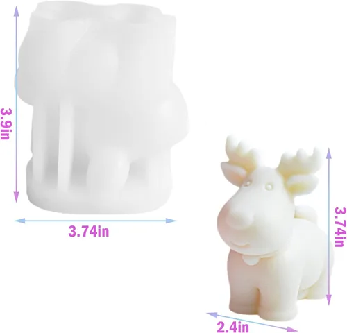 Miniatura 2 de Moldes de silicona para velas de ciervos de Navidad 3D, molde de resina para decoración de fiestas en el hogar, hecho a mano, jabón, bomba de baño