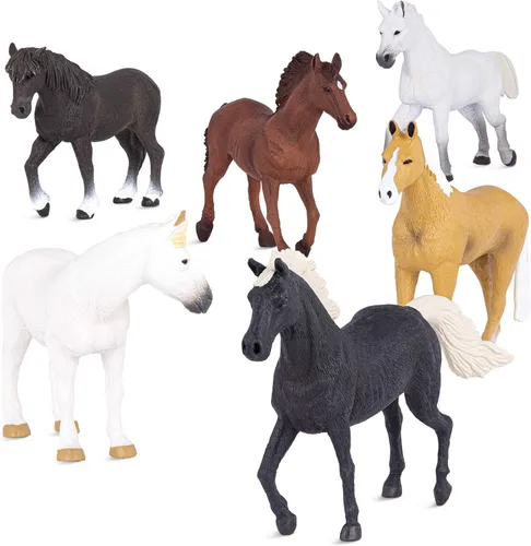 Miniatura 11 de Terra by Battat – 6 piezas de juguetes de caballo de 6 pulgadas – Figuras realistas de mustang – Figuras de animales de plástico – Regalo